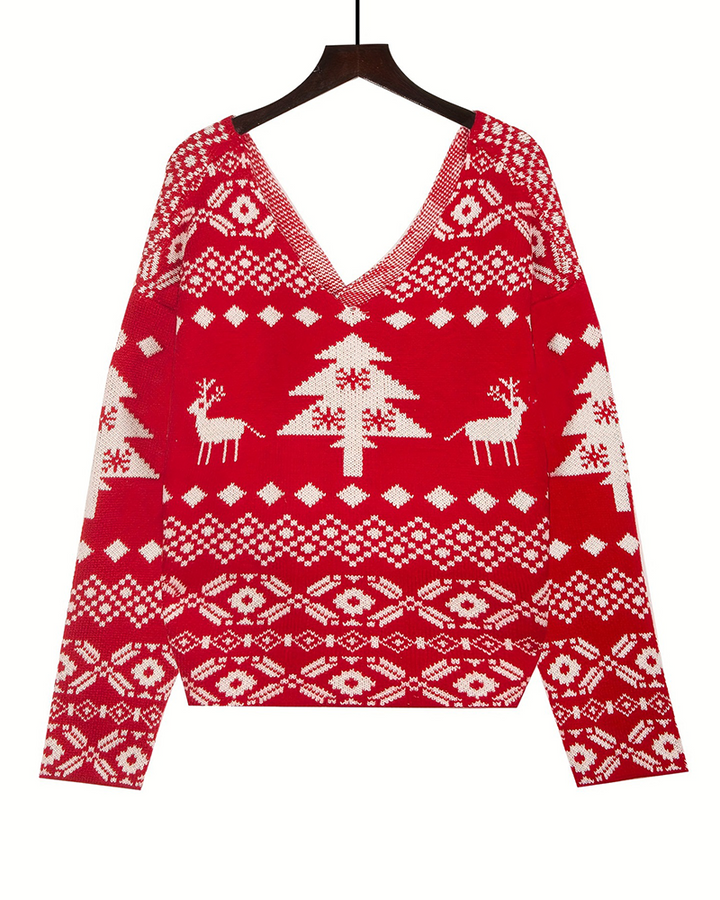 Drune | Weihnachts-Schneeflocken Langarm-Sweater