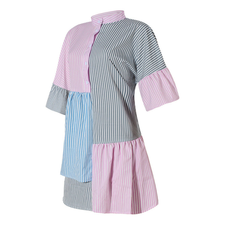 Drune | Gestreiftes Kleid mit kontrastierendem Print