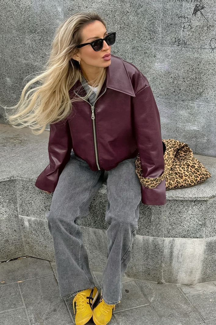 Drune | Burgunderlederjacke