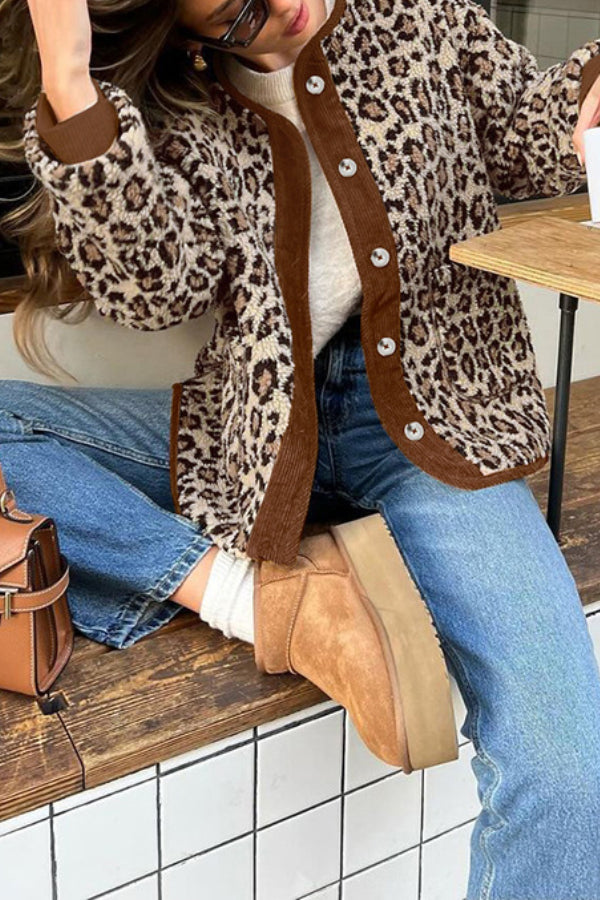Drune | Leopard Lockere Lockere Kaschmir Warme Jacke