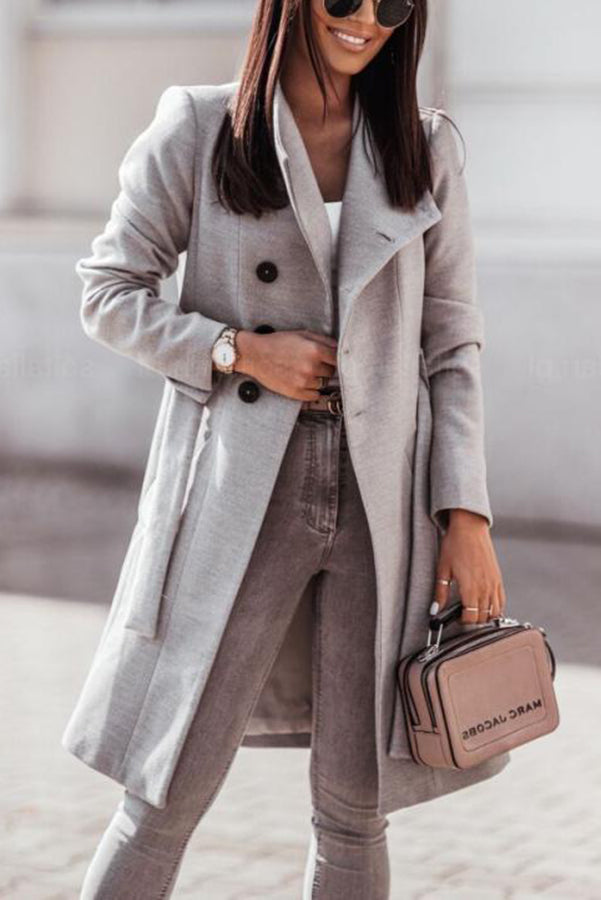 Drune | Wintermantel khaki mit Gürtel und elegantem Stil