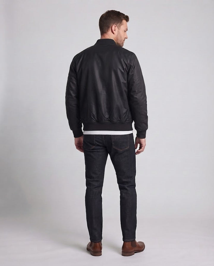 Herren leichter Nylon-Flightbomber mit Ärmeltasche, doppeltem Reißverschluss und gerippten Bündchen Drune