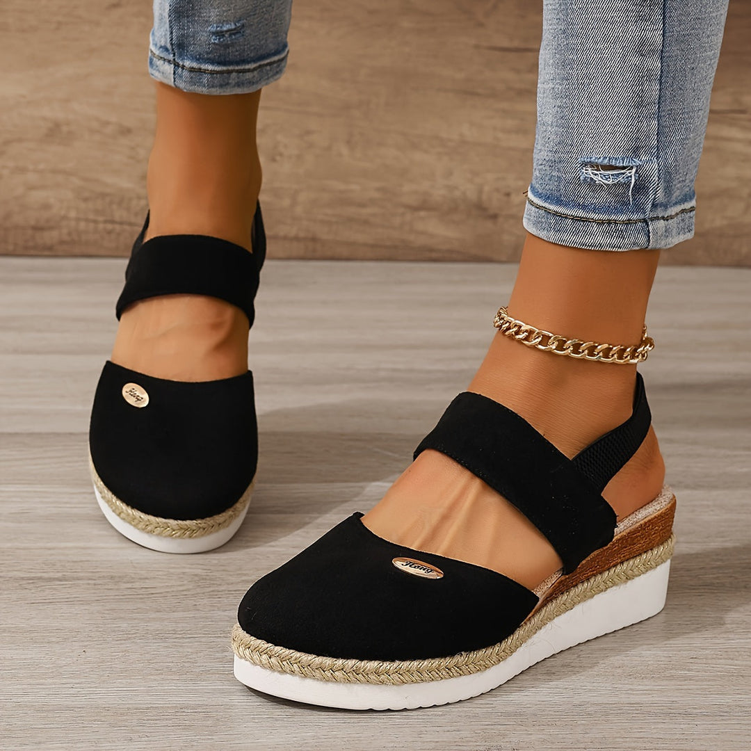 Drune | Damen Sandalen Auf Plattform: Rutschfest, Geschlossene Zehe, Elastischer Riemen