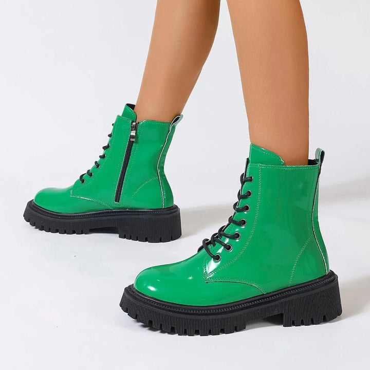 Drune | Damenstiefel aus glänzendem Leder mit Reißverschluss