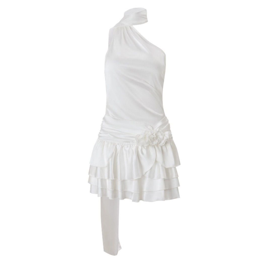 Drune | Ein-Wort-Schulter-Satin-Neckholder-Kleid