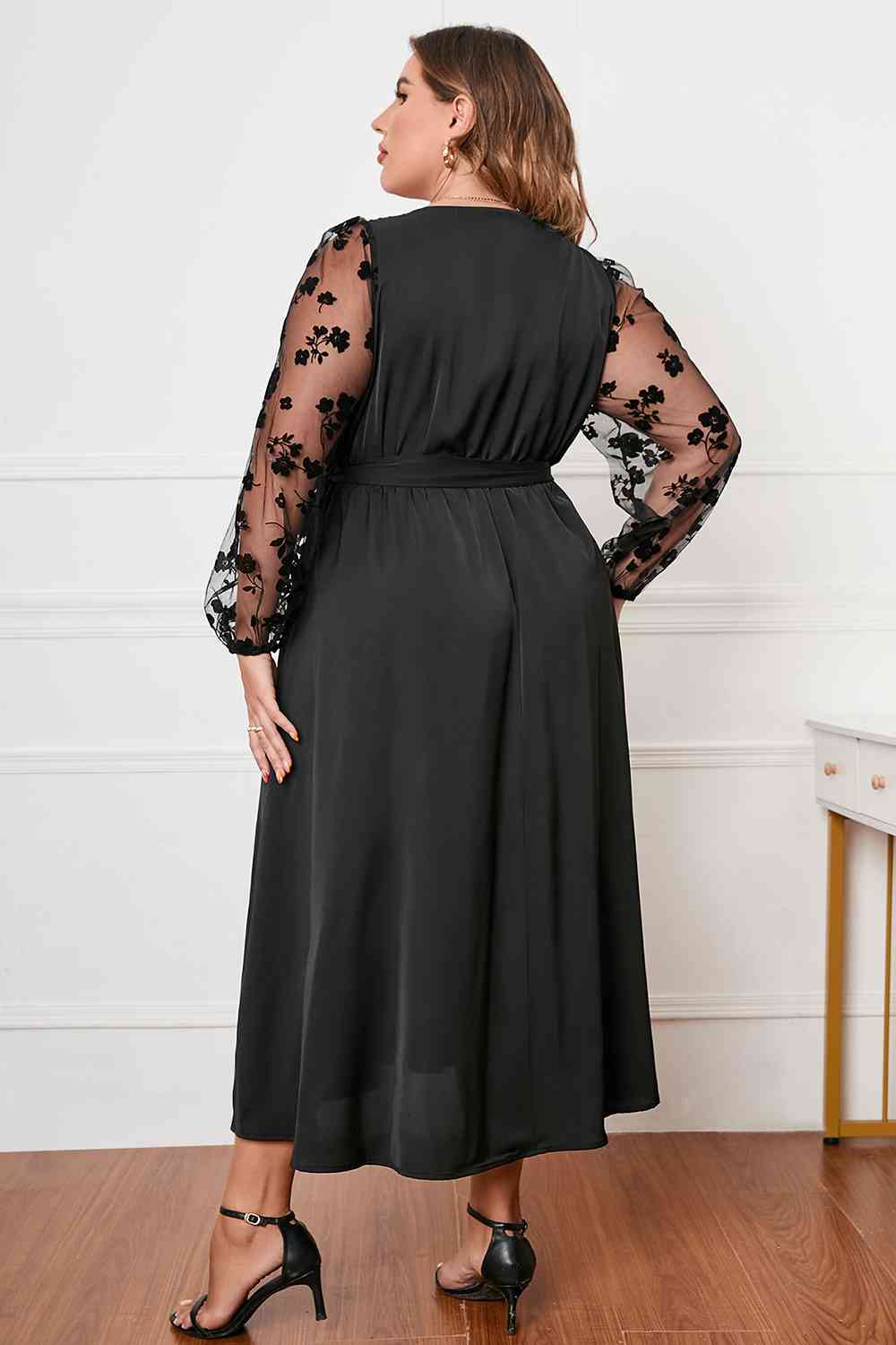 Drune | Plus Size Wickelkragen Gebundenes Kleid