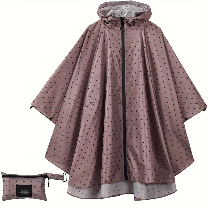 Drune | Sportliche Damen Regenponcho Mit Kapuze Und Geometrischem Muster