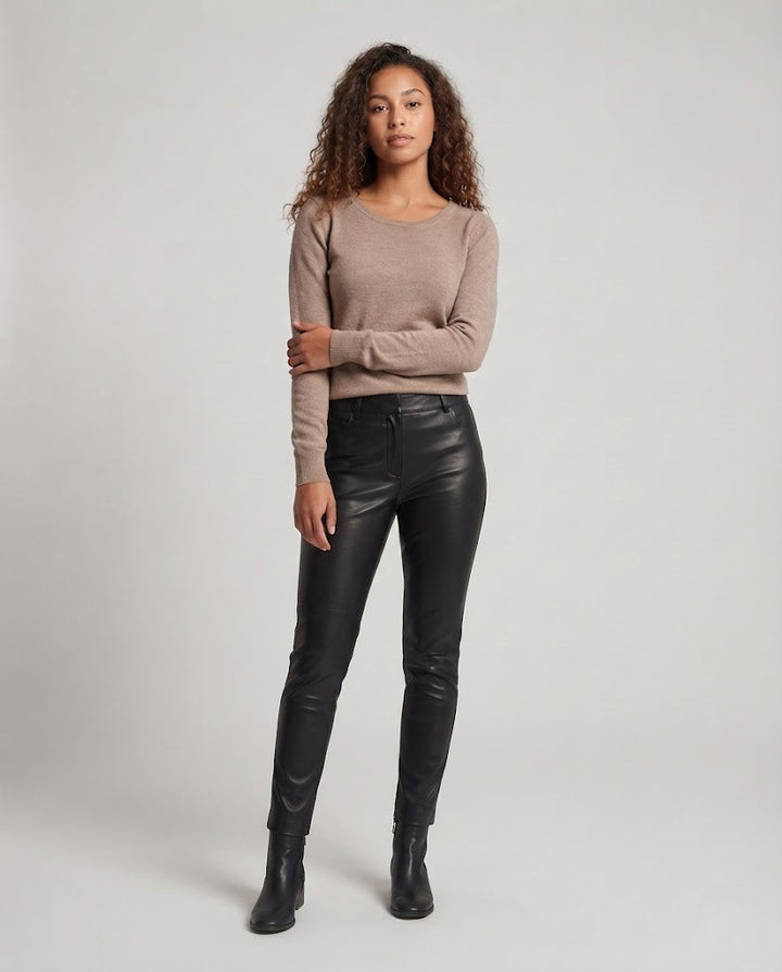 Damen Feiner Rundhalspullover aus Kaschmir‑Mix mit leichtem Stretch und feinem Rippbündchen Drune
