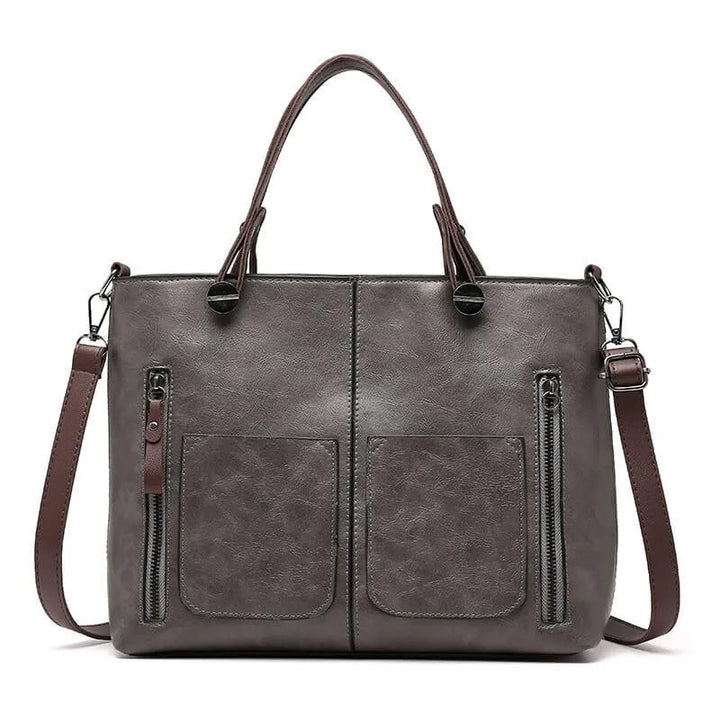 Drune | Strukturierte Lederhandtasche mit zwei Fächern für Damen
