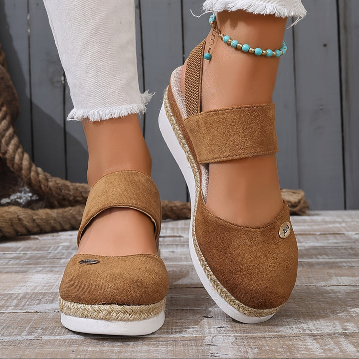 Drune | Damen Sandalen Auf Plattform: Rutschfest, Geschlossene Zehe, Elastischer Riemen