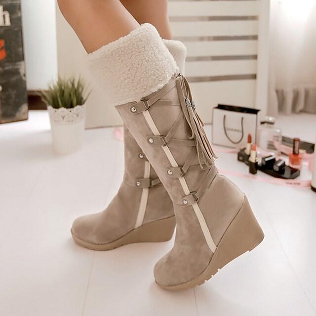 Drune - Stylische Damen hohe Schneestiefel mit Schnürdesign