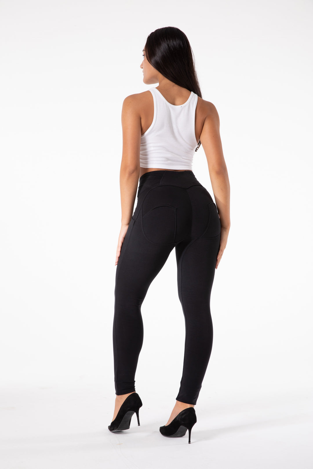 Drune | Stramme Schwarze Leggings mit Hohem Bund