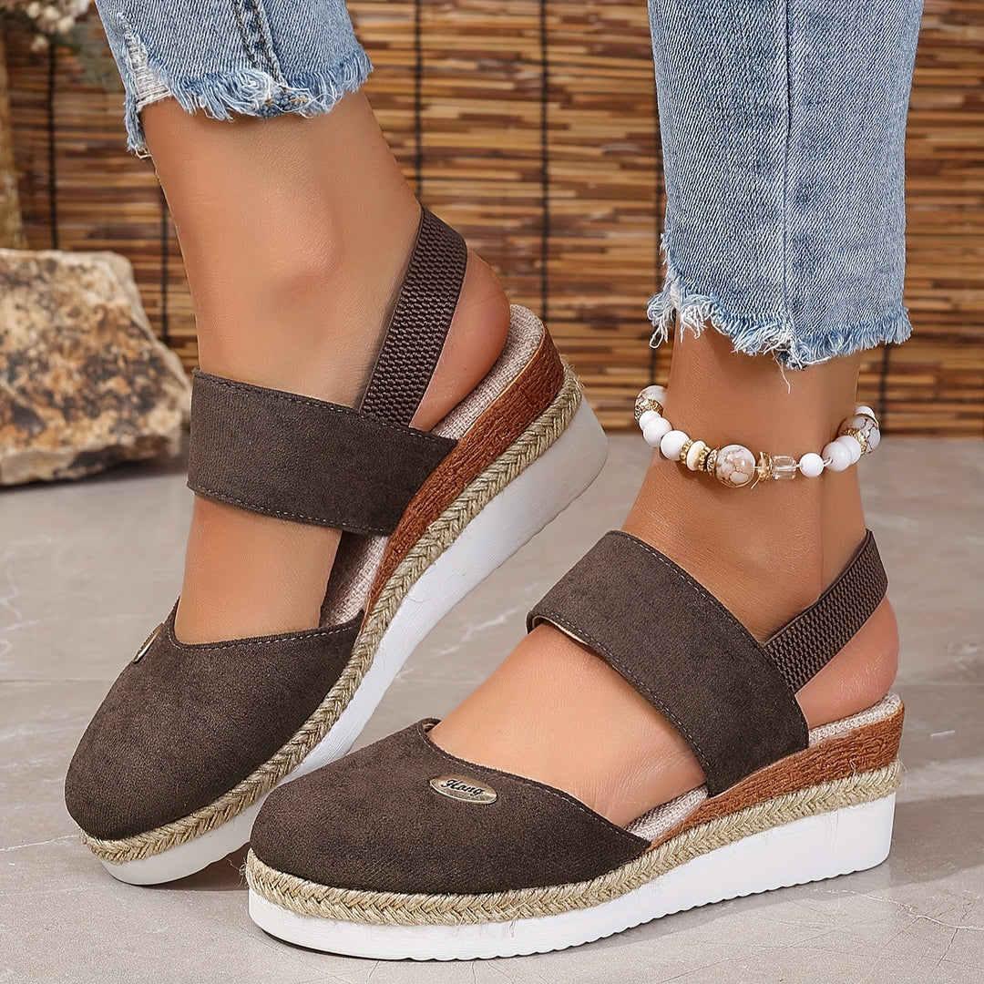 Drune | Damen Sandalen Auf Plattform: Rutschfest, Geschlossene Zehe, Elastischer Riemen
