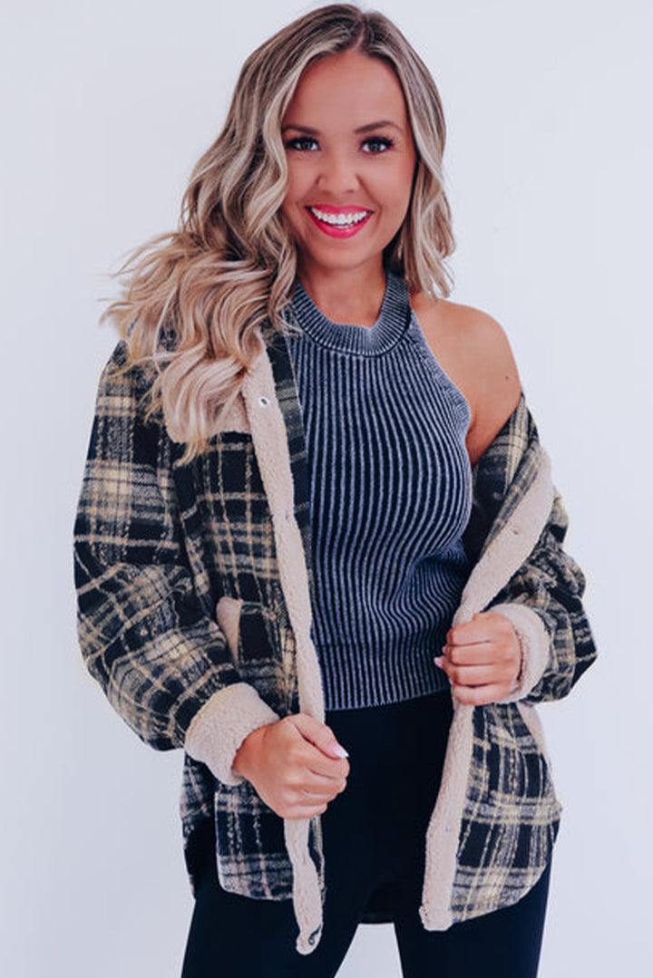 Drune | Karierter Teddyjacke mit Sherpa Polyester-mischung Warm und Bequem