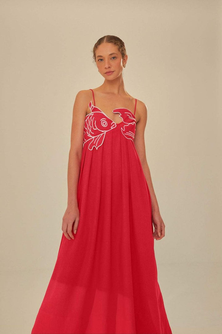Drune | Besticktes Maxi Slip Kleid