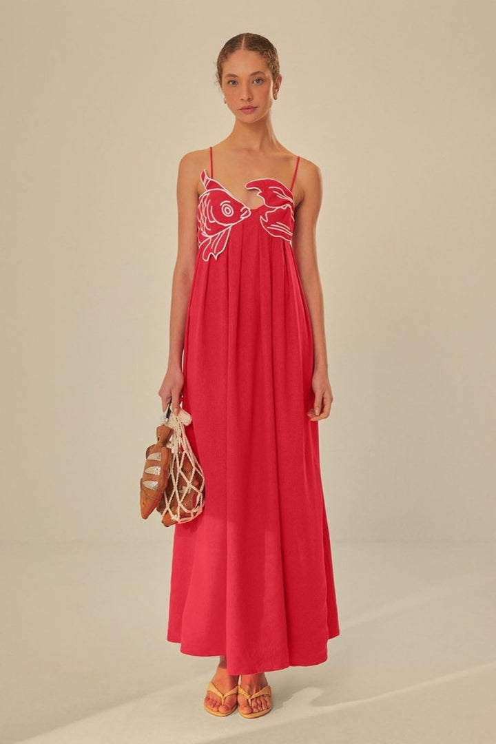 Drune | Besticktes Maxi Slip Kleid