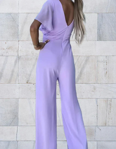 Drune | stilvolles Overall mit tiefem V-Ausschnitt und kurzen Ärmeln für einen eleganten und modischen Look
