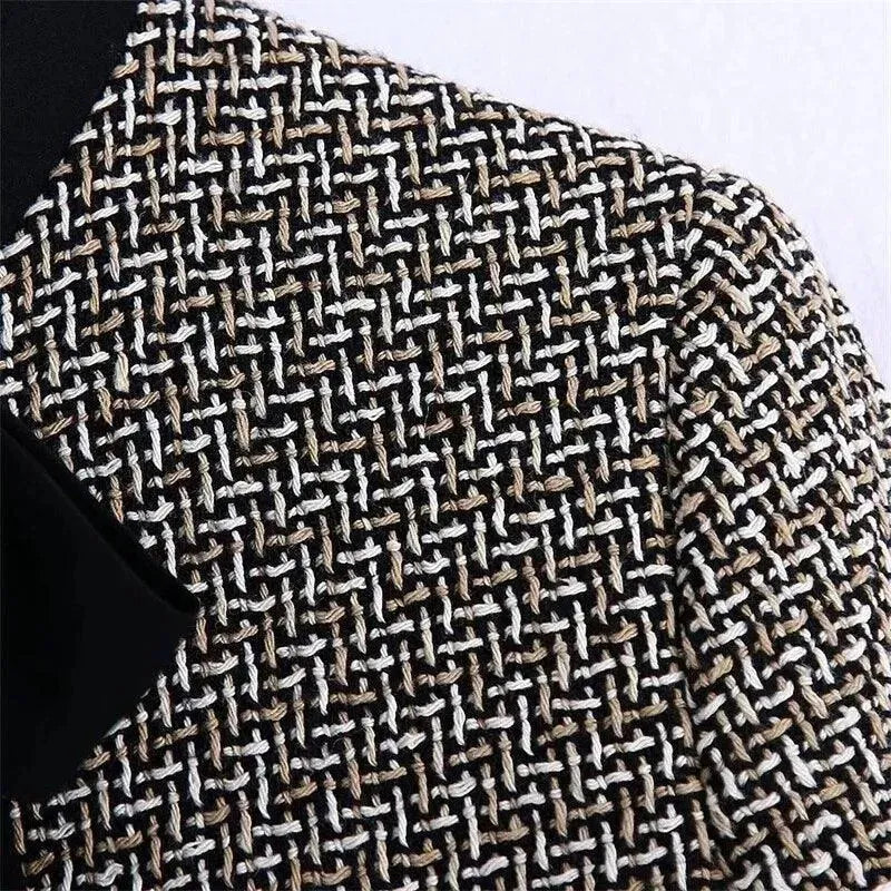 Drune | Elegante Schleifen-Bindung Frauen Tweed Jacke