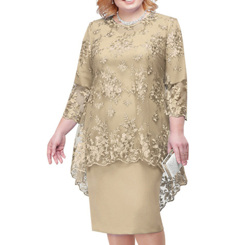 Drune | Elegantes Spitzenmuster 3/4 ärmelig Damen Abendkleid