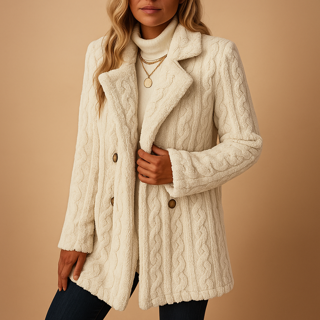 Drune | Lange Teddy Damen Winterjacke mit Knöpfen