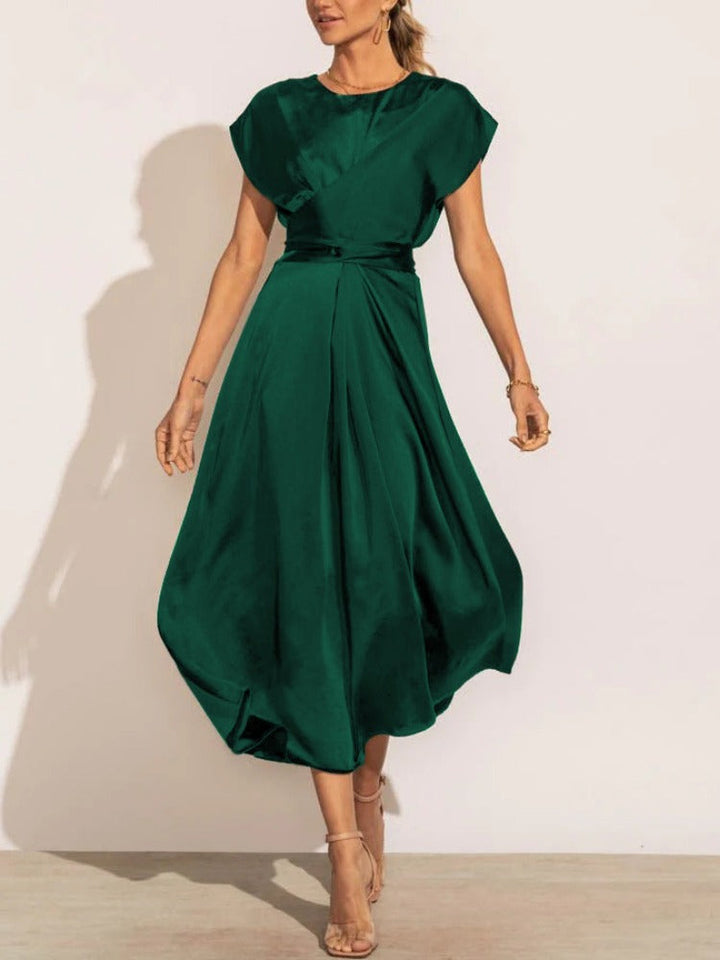 Drune | Elegantes Satin-Wickel-Midi-Kleid für Damen