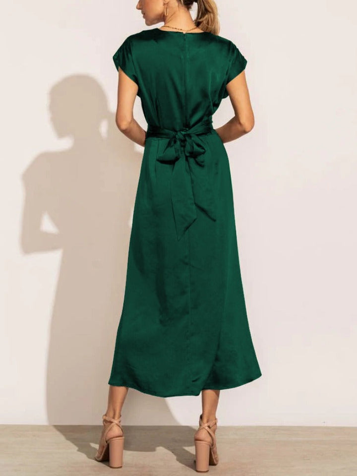 Drune | Elegantes Satin-Wickel-Midi-Kleid für Damen