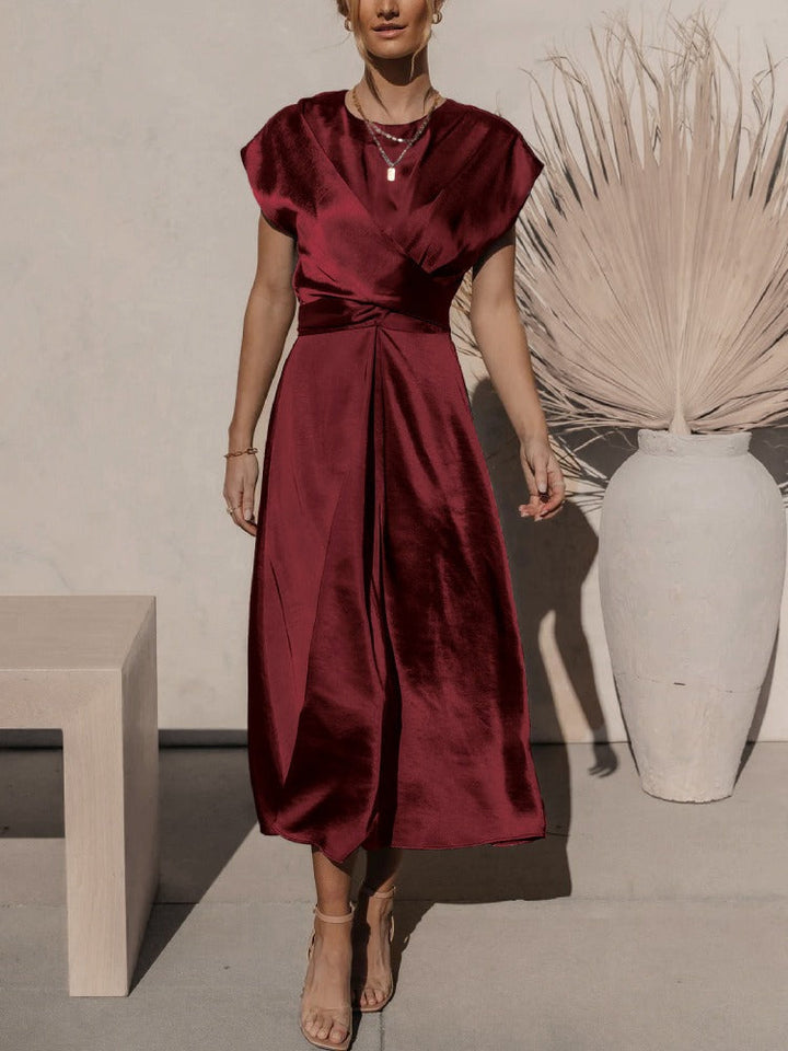 Drune | Elegantes Satin-Wickel-Midi-Kleid für Damen