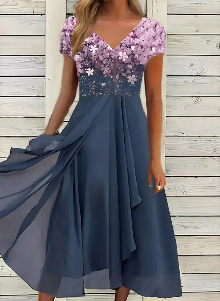 Drune | Damen Elegante V-Ausschnitt Kleid Abendkleid