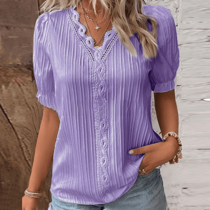 Drune | Elegantes Hemd mit V-Ausschnitt und Spitze
