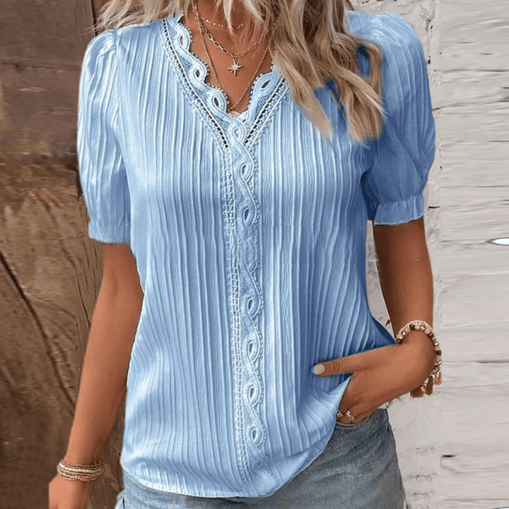 Drune | Elegantes Hemd mit V-Ausschnitt und Spitze