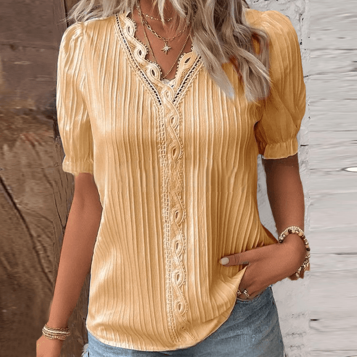 Drune | Elegantes Hemd mit V-Ausschnitt und Spitze