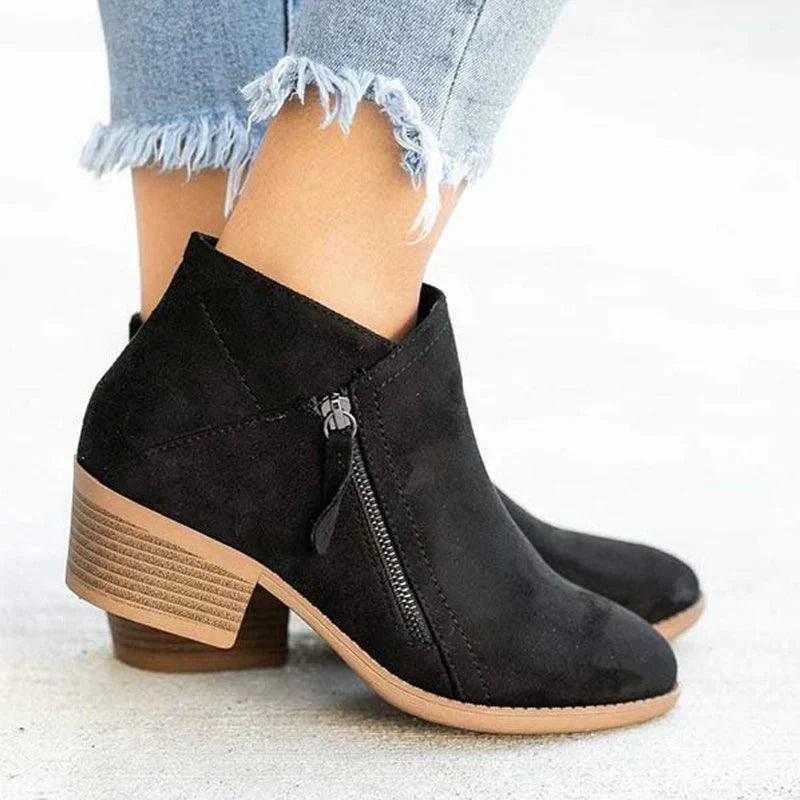 Drune | Stiefeletten Niedriger Blockabsatz Reißverschluss Bequeme Passform