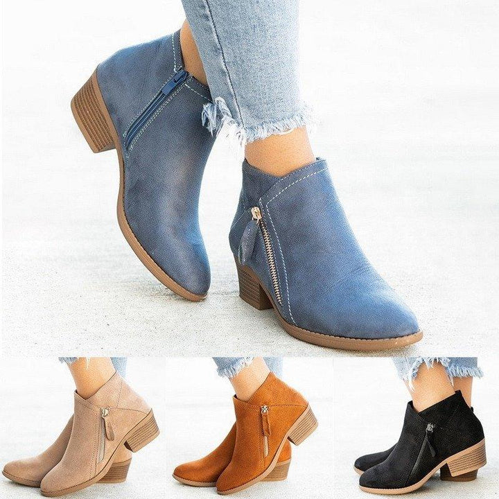 Drune | Stiefeletten Niedriger Blockabsatz Reißverschluss Bequeme Passform