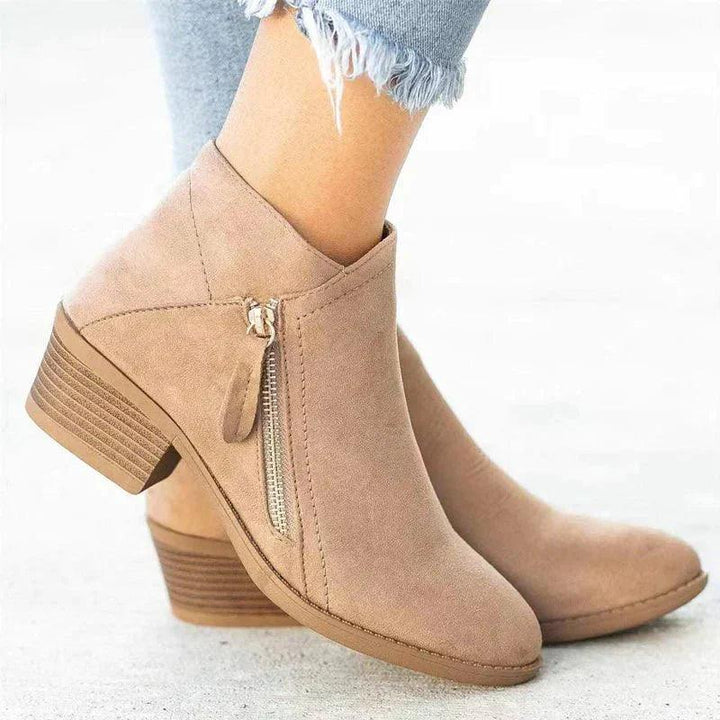 Drune | Stiefeletten Niedriger Blockabsatz Reißverschluss Bequeme Passform
