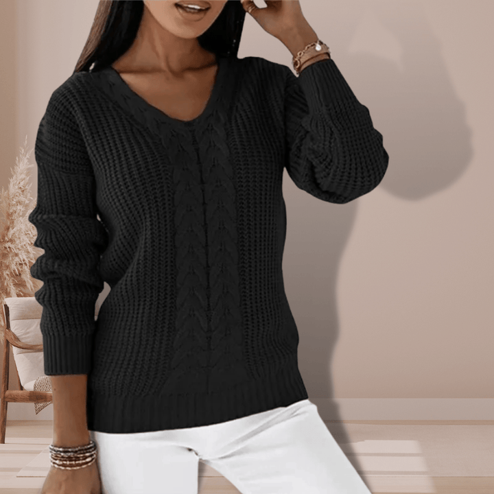 Drune | Kabelpullover mit V-Ausschnitt