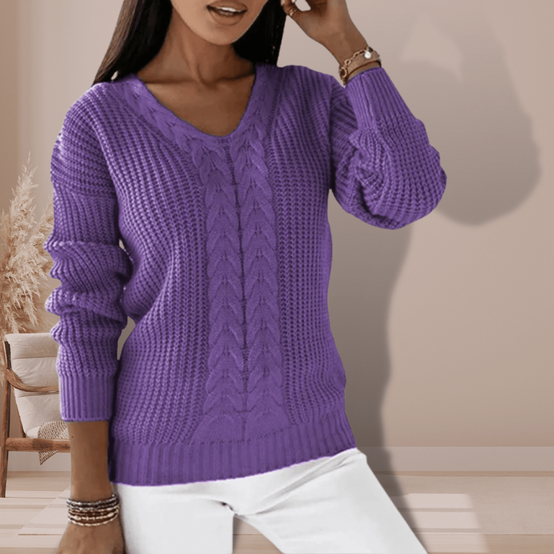 Drune | Kabelpullover mit V-Ausschnitt