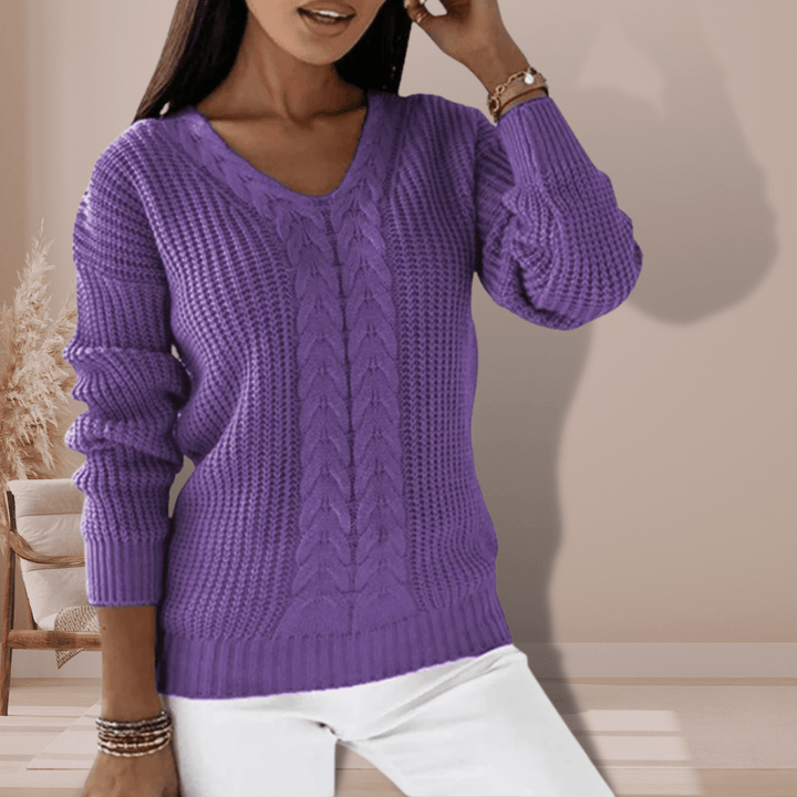 Drune | Kabelpullover mit V-Ausschnitt