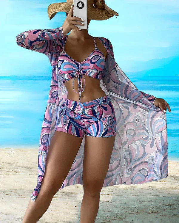 Drune - 3-teiliges Bikini-Set mit floralem Muster