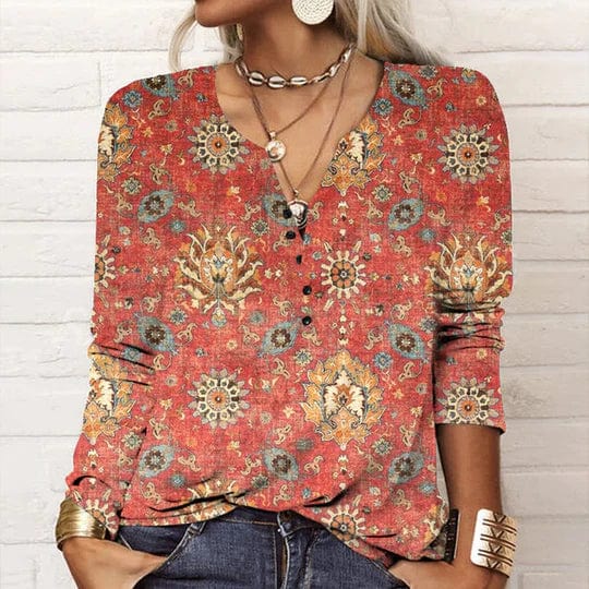 Drune | Bedruckte Bluse Im Ethno-Stil