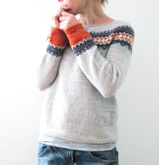 Drune | Grauer Pullover im Boho Stil