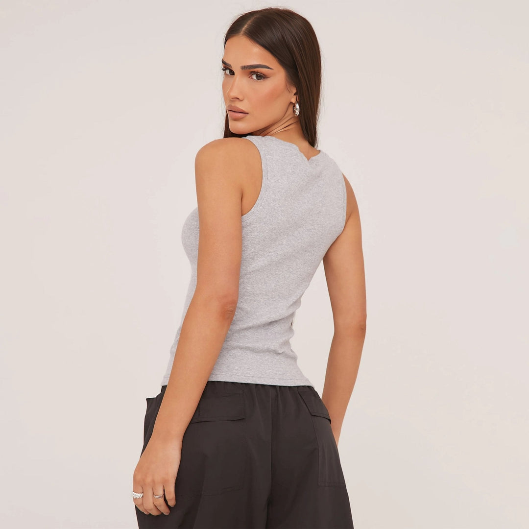 Drune | Geripptes Tanktop mit zarter Stickerei