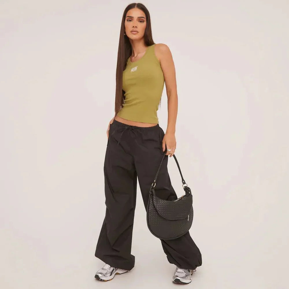 Drune | Geripptes Tanktop mit zarter Stickerei