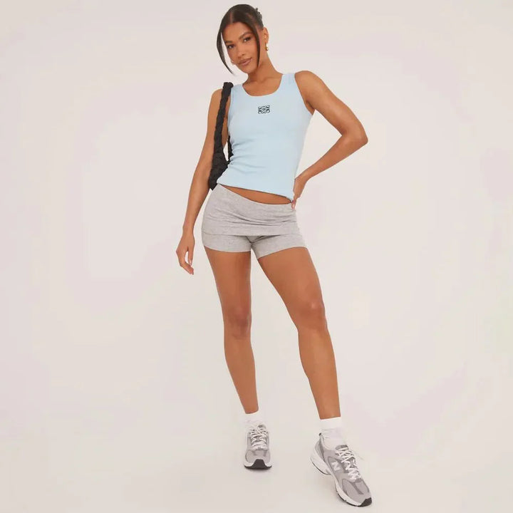 Drune | Geripptes Tanktop mit zarter Stickerei