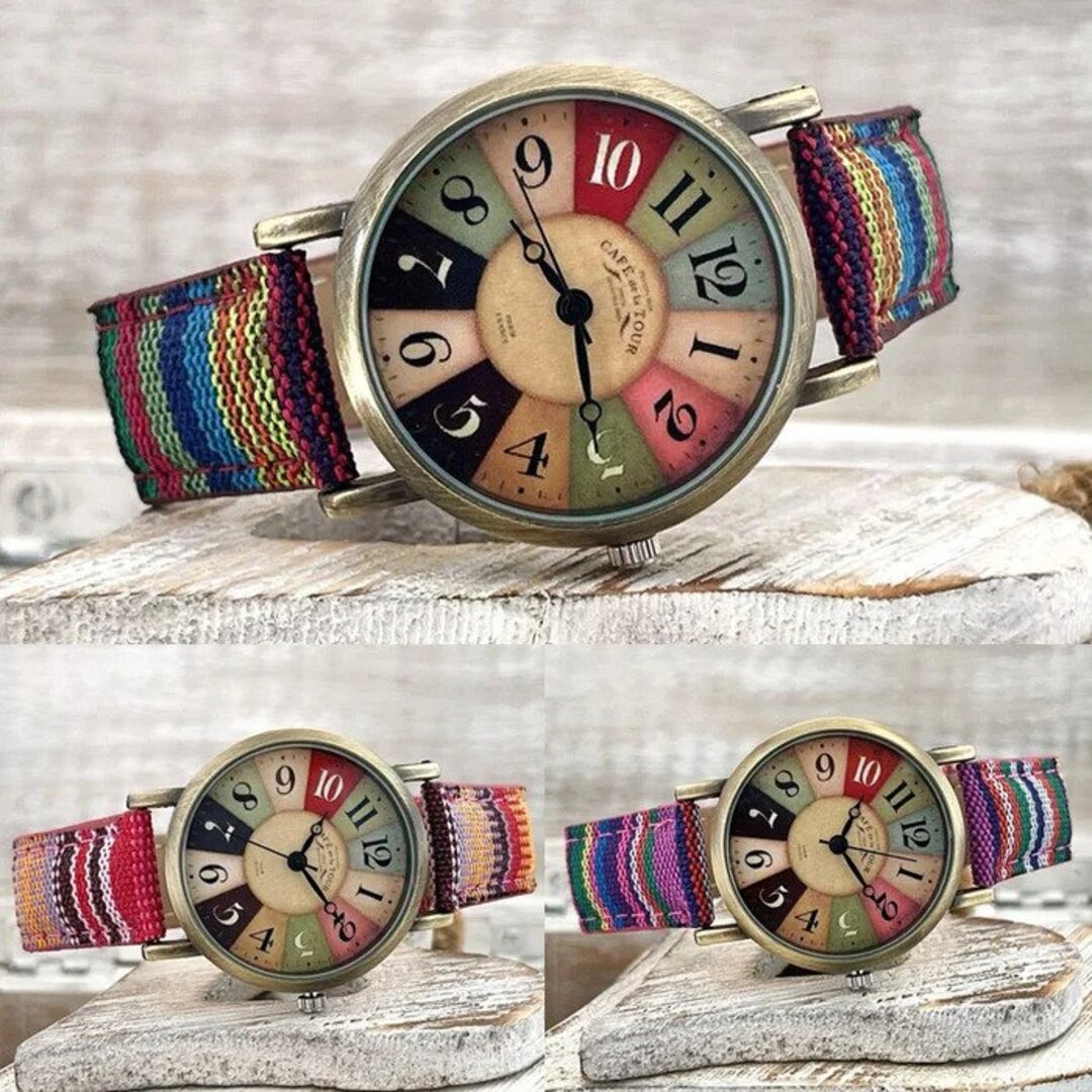 Drune | Mehrfarbige Regenbogen Muster Uhr