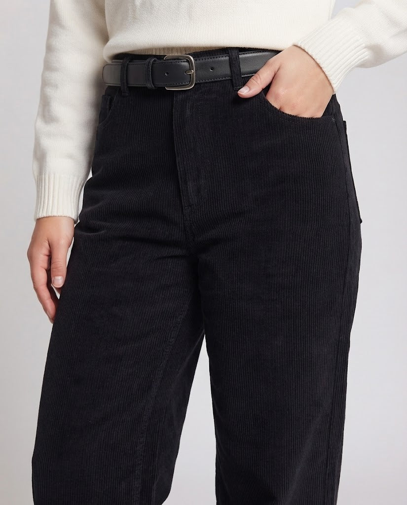 Damen weiche hochtaillierte Cordhose mit weitem Bein Drune