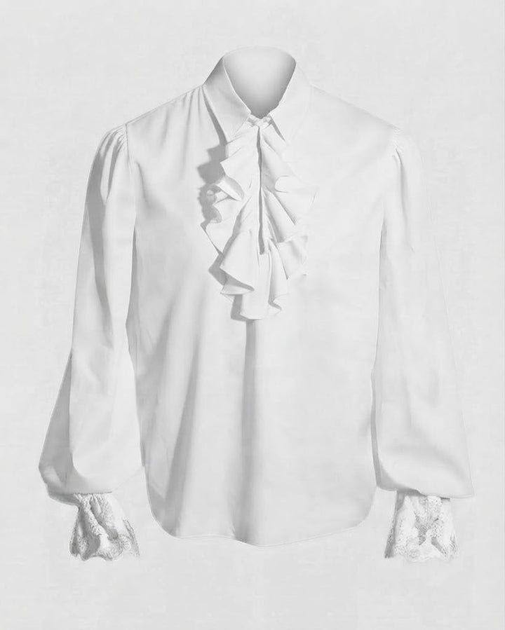Damen Rüschbluse mit elegantem Kragenbereich Drune