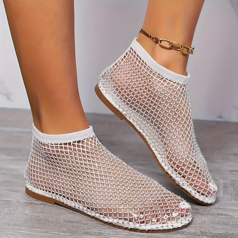 Drune | Konstruktion Strasa, Flache Schuhe, Durchsichtige Sandalen für Den Strand