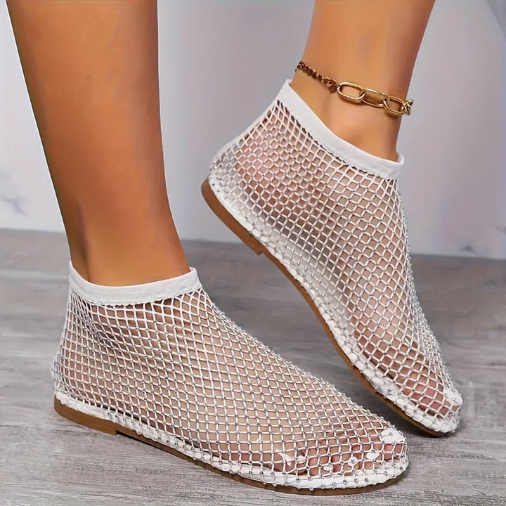 Drune | Konstruktion Strasa, Flache Schuhe, Durchsichtige Sandalen für Den Strand