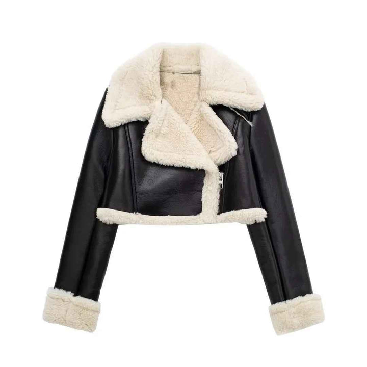 Drune | Damenkurzjacke mit Warmem Teddy Futter
