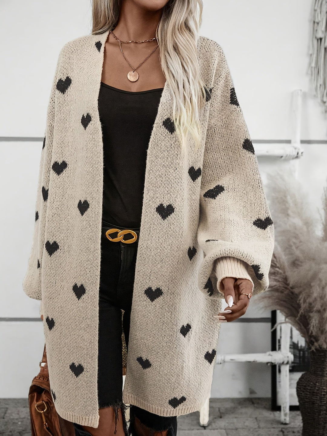Drune | Strickjacke mit Herzmuster aus weichem Stoff